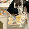 盛菲曼学院风百搭简约大容量邮差包女透明吧唧单肩包斜挎娃包痛包 米白色【长腿卡其饼干】 实拍图