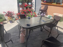 筑家星宇休闲庭院户外桌椅三五件套露天桌椅茶几遮阳伞组合阳台仿编藤椅子 4把围椅+150水纹长方桌 实拍图