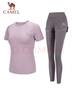 骆驼（CAMEL）弹力健身服女瑜伽运动训练两件套装 Y8S1QL8628-1 杜若紫 M 实拍图