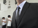 法蒙泽西服套装男士三件套商务职业正装小西装男结婚新郎上班修身外套男 黑色(西服+西裤+衬衫+大礼包) 2XL【125-140斤】 实拍图