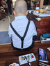 GOKU男童礼服套装幼儿园演出服背带裤夏季小主持人儿童西装毕业服花童 黑色裤子+衬衫+背带+领结 150 建议体重58-67斤 实拍图