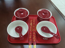结婚用品大全喜碗敬茶杯结婚对碗婚礼红色改口敬酒杯一对陪嫁碗筷杯子茶具套装婚房婚庆用品 圆喜款套装【敬茶杯2个+碗2个+筷子2双+托盘1】 实拍图