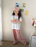 巴帝巴帝女童夏装套装2024新款女大童装夏季洋气运动阔腿裤女孩短袖两件套 粉色 130 实拍图