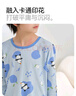 红豆儿童睡衣男女童春夏薄款纯棉家居服套装长袖裤空调服J3125淡蓝140 实拍图