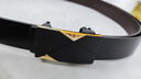 皮带男士软皮自动扣皮腰带中年裤带无牙无孔腰间耐磨 金色金扣 130cm 实拍图