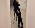 浪莎运动裤女春秋款宽松显瘦哈伦束脚裤子女高腰垂感百搭休闲卫裤女 黑色-春秋常规款 L (适合111-120斤) 实拍图