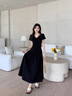 LISCN连衣裙2025夏季新款赫本风黑色女夏季感气质子遮肚子显瘦a字 黑色长款 3XL (建议160~180斤) 实拍图