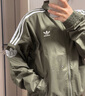 adidas情侣款复古风梭织立领夹克外套男女阿迪达斯官方三叶草 岩层橄榄绿 2XL 实拍图
