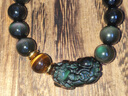 石玥珠宝12mm彩眼天然黑曜石貔貅手串虎眼石本命年水晶玛瑙手链男女士款 实拍图