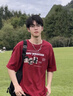 BAA AND BAA短袖t恤男款2025夏季小众宽松半袖衣服美式潮牌纯棉体恤宽松上衣 酒红色A5106-HLFS XL 【建议130斤-150斤】 实拍图