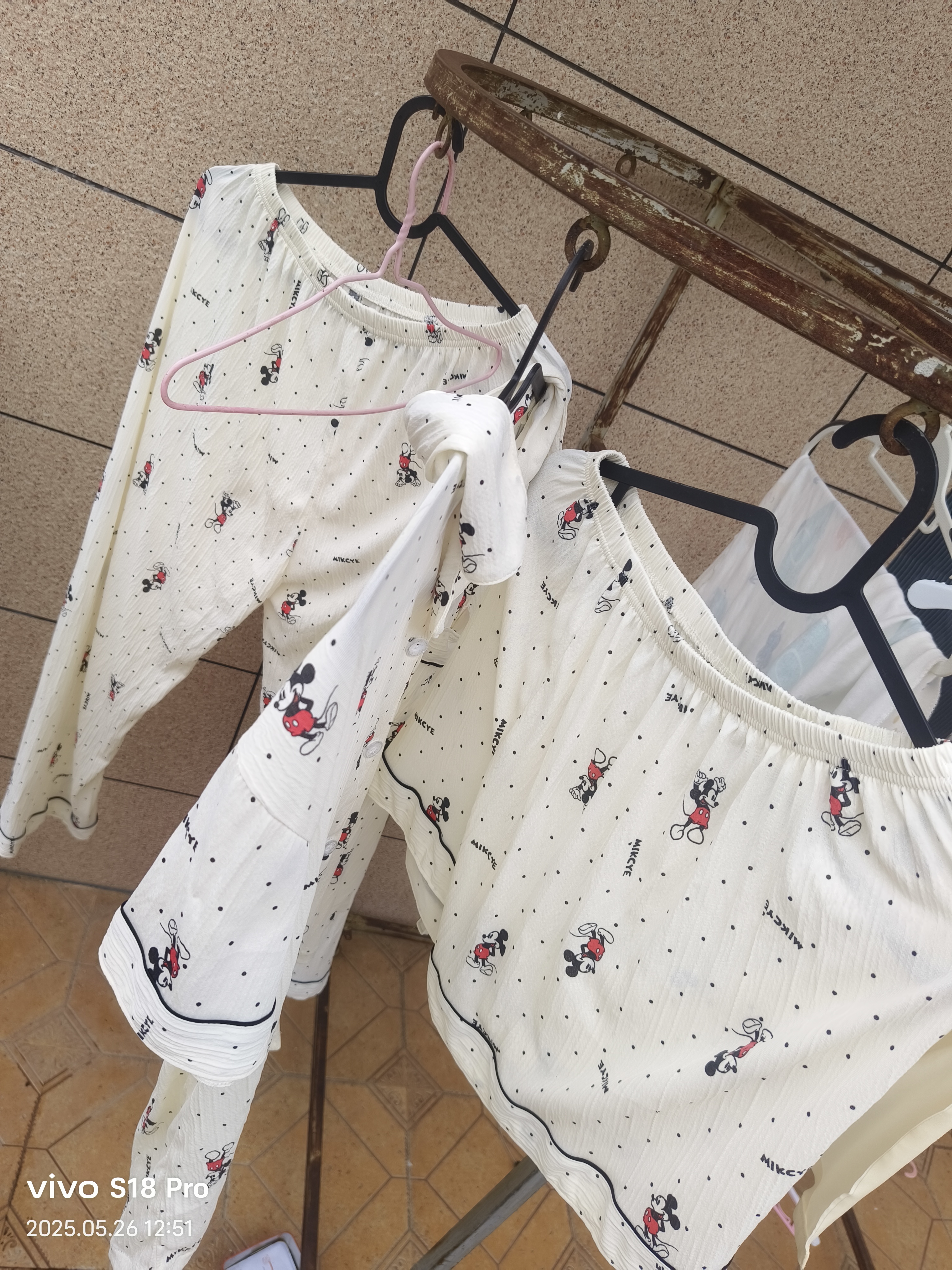 睡衣三件套女新款韩系米奇卡通皱布睡衣甜美休闲短袖家居服夏季 套KK1527 L 【建议100-120斤】 实拍图