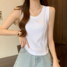 俞兆林小吊带背心女鱼骨螺纹修身显瘦胖MM外穿辣妹无袖T恤上衣白色秋冬 实拍图