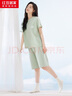 红豆居家睡衣女夏季纯棉运动云感女士家居服套装若草色175/96A 实拍图