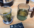 木笙玩物（MUSHENGWANWU）玻璃茶杯茶水分离杯子高档办公室过滤喝茶水杯带把泡茶杯男士 青钝初笙7A-有内胆无杯垫 430ml 实拍图