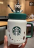 星巴克（Starbucks）杯子魔术师小熊梅森马克杯带盖高颜值办公室咖啡水杯陶瓷杯 魔术师小熊梅森陶瓷杯435ml 实拍图