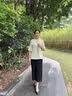 俞兆林（YUZHAOLIN）妈妈夏装套装新款中老年女装老太太时尚休闲雪纺衫两件套老人衣服 蓝色（+黑色阔腿裤） XL （建议90-105斤） 实拍图