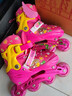 欧神溜冰鞋儿童全套装男女童旱冰轮滑鞋直排轮可调3-5-6-8-10岁初学者 粉色八轮全闪（赠护具头盔全套装） M中码（35-38）适合平时鞋33-37码 实拍图