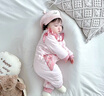 咕乐呀嘟加厚冬季120g棉婴儿连体衣保暖夹棉冬款宝宝哈衣纯棉衣服 国风繁花-【粉色120g棉】 59cm 59码【建议宝宝体重6-10斤】 实拍图