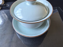 尚言坊天青汝窑三才盖碗单个高档茶杯防烫带盖泡茶公道杯三件套茶具套装 6【礼盒装】天青盖碗+茶巾 实拍图
