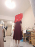 尚都比拉短袖连衣裙女夏季复古赫本风气质通勤裙子中长款A字裙 红色 S 实拍图