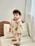 巴拉巴拉童装连体衣婴儿冬装外出加绒加厚抱衣爬服男童女童儿童宝宝 白咖色调00315 80cm 实拍图