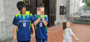 IFUBXY KIDS儿童足球服套装男定制短袖小学生训练服个性运动队服印字夏季球衣 D8831宝蓝色（赠送护腿板袜子） S 实拍图