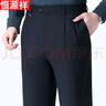 恒源祥厚款羊毛西裤男 秋冬季中老年商务休闲免烫防皱直筒宽松西装长裤 黑色【双褶舒适款】 35 (2.8尺腰围) 实拍图