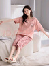 芬腾睡衣女纯棉短袖夏季薄款透气套装宽松休闲家居服 粉红  L 实拍图