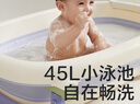 babycare婴儿洗澡盆坐浴盆洗澡神器可折叠浴盆游泳洗澡桶浴盆+浴垫 冰川蓝 实拍图