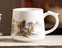 金镶玉陶瓷办公杯专用喝茶杯子茶水分离大容量马克杯礼盒装 水墨雅韵 实拍图
