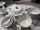 康琴(KANGQIN)北欧轻奢简约钻石盘新款家用创意网红盘陶瓷餐具组合 【描金】影青8英寸八角盘6个装 实拍图
