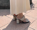 爱步（ECCO）凉鞋女 25年夏季新款方头一字带优雅女士单鞋高跟凉鞋 雕塑233303 石灰色23330301378 37 实拍图