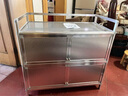 不锈钢碗柜厨房柜子客厅储物柜茶水柜卧室收纳柜阳台置物柜铝合金餐边柜简易厨柜灶台 拉丝银  两层  两层 85长45宽80高 实拍图