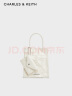 CHARLES&KEITH纯色褶皱磁吸手提斜挎托特包包女包生日礼物CK2-30782347 Cream奶白色 S 实拍图
