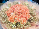 艾斯维娜鲜花速递向日葵混搭花束生日礼物全国同城配送 33朵粉玫瑰欧式花束 实拍图