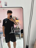 真维斯（Jeanswest）冰丝中袖男2025夏季简约印花宽松冰感速干短袖T恤男士大码上衣服 黑色(月下猫胸标_右下标) 2XL (185) (体重155-180斤) 实拍图