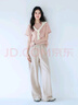 伊芙丽（eifini）【经典延续】天然桑蚕丝简约真丝混纺丝光内搭T恤女打底上衣 云霜粉（新色） M 100-110斤 实拍图