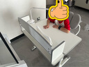 益威（EIEV）儿童学习书桌椅套装可升降中小学生桌椅子写字桌课桌男女生手摇款 移动脚踏+乳胶追背+双叶灯椅套灰 实拍图