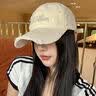 目丸破洞棒球帽女韩版刺绣水洗鸭舌帽子显脸小加宽帽檐软顶休闲帽子男 米色 实拍图