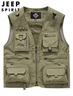 JEEP SPIRIT吉普工装马甲男士春夏季钓鱼背心机能多口袋外套男装 卡其 2XL 实拍图