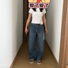 优衣库女装男装宽松廓形牛仔裤/弯刀镰刀裤子25秋冬新款479000 67 海蓝色 26 /160/66A 实拍图