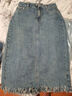 百图betu女装秋新款半身裙复古流苏高腰开叉牛仔半身裙女2307T54 牛仔色 S 实拍图