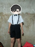 罗蒙男童礼服夏季儿童毕业演出服幼儿园背带裤花童 黑色套装 160 实拍图