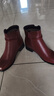 觅艳 妈妈鞋子软皮靴子女鞋棉鞋秋冬季中跟加绒女靴中年中老年皮鞋 红色 加绒 38 实拍图