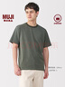 无印良品（MUJI）男式天竺编织圆领短袖T恤男士打底衫男款休闲上衣夏季男装 深绿色条纹 S (165/84A) 实拍图