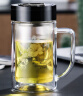 富光双层玻璃杯商务泡茶杯子 大容量男女耐热办公水杯带把黑色320ml 实拍图