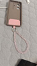 手机挂绳短款小清新水晶链手腕链防丢挂件配夹片手提挂绳手机绳链 短款水晶挂绳+垫片-粉色 实拍图