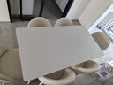 左客左家（ZUOKEZUOJIA）法式轻奢奶油白岩板餐桌长方形现代简约饭桌家用小户型餐桌椅组合 1米3+纯肉色皮革椅| 一桌四椅 实拍图