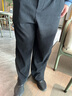 卡宾（CABBEEN）【织带拼接】绒感休闲裤男2024秋季新款宽松直筒裤刺绣运动裤 煤黑色01 2XL 185/54 实拍图