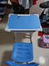 晶霄儿童学习桌椅套装作业课桌子小孩书桌写字桌学校小学生家用可升降 【旗舰款】 双柱课桌+椅 天空蓝 实拍图